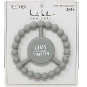 Wholesale - 1pc Silicone Peace Teether - Gray "Girls Just Wanna Have Fun" C/P 100, UPC: 195010086028